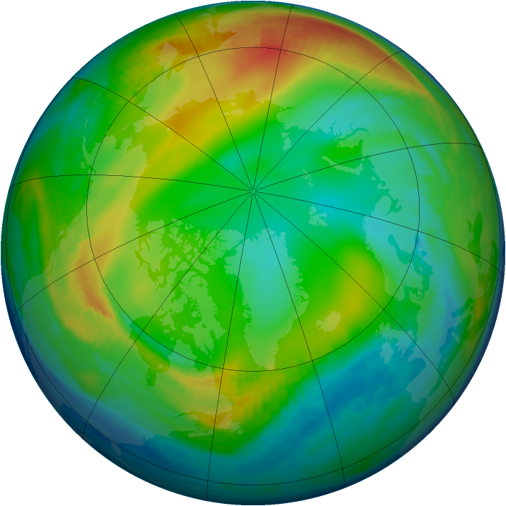 Arctic ozone map for 21 December 1984